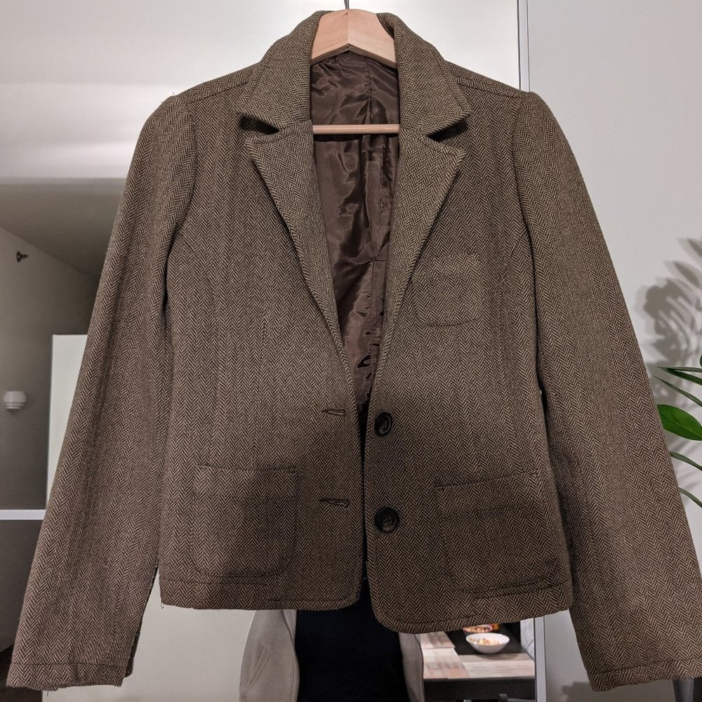 brown wool blazer, size S